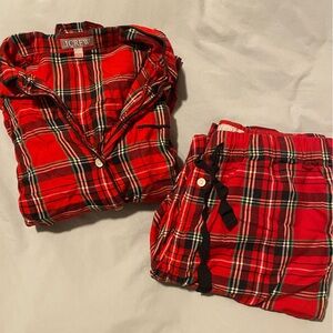 J. Crew Red and Black Plaid Pajama Set